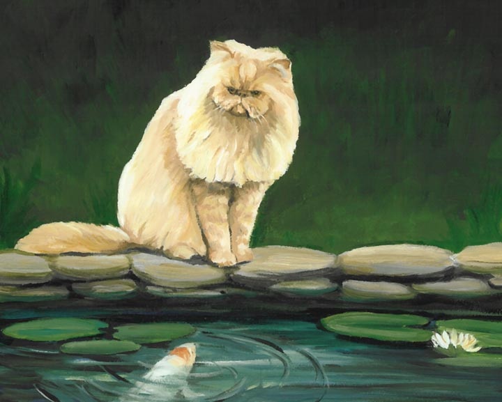 "Persian Cat & Koi"