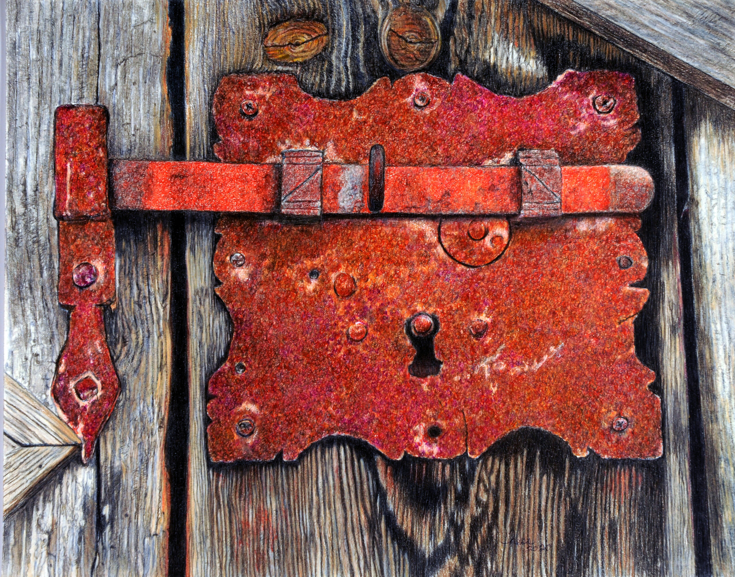 "Rusty Key Latch"
by Barbara Hess, Colored Pencil,
Best of Show 2021