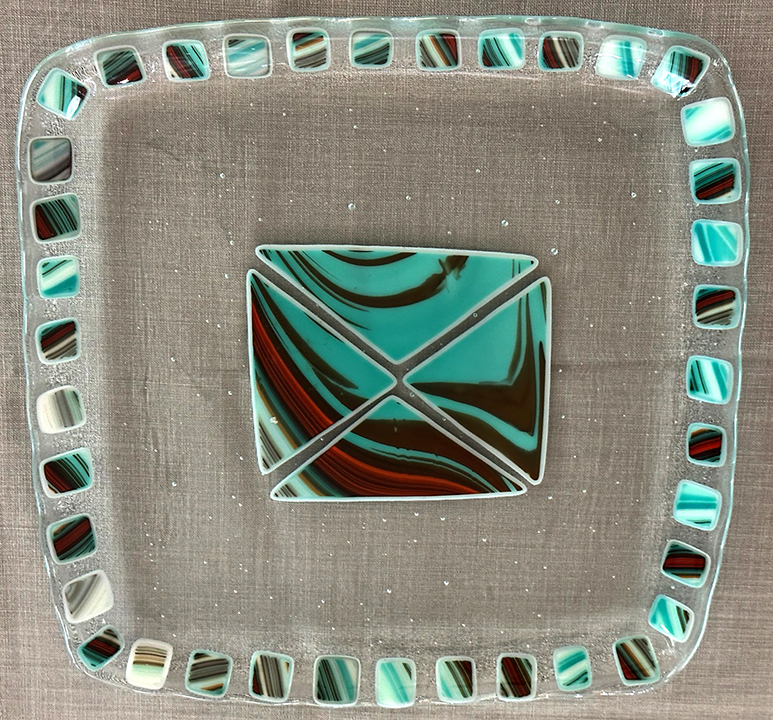 #4. Square Glass Plate. Julie Mosebrook. Fused Glass (10.75" x 10.75")  $45 Suggested Minimum Bid